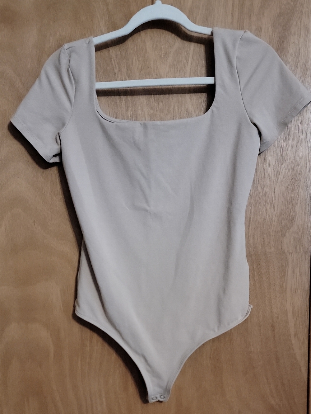 Express Square Neck Short Sleeve Bodysuit in Cream